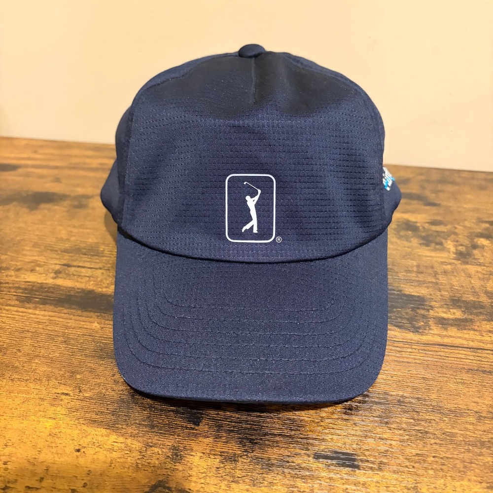 PGA Tour Airflux Golf Hat Navy Blue Adjustable Mesh Performance Baseball Cap